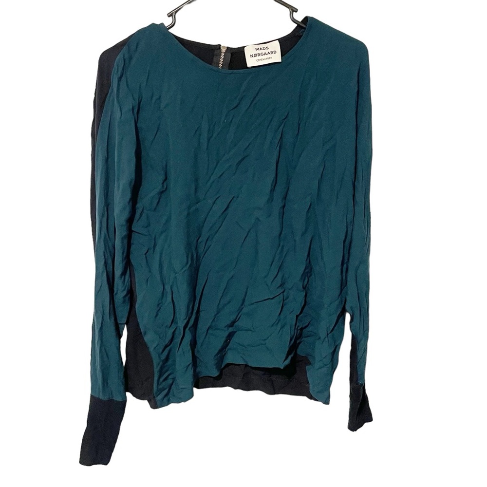 Mads Norgaard Copenhagen Size 36 Green Black Zip Back Lightweight Top